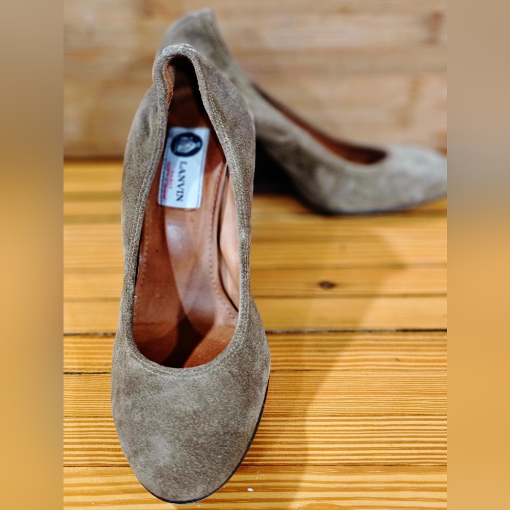 Lanvin Brown Ballerina Suede Wedge Pumps Size 7.5 ( fits 6 to 6.6)